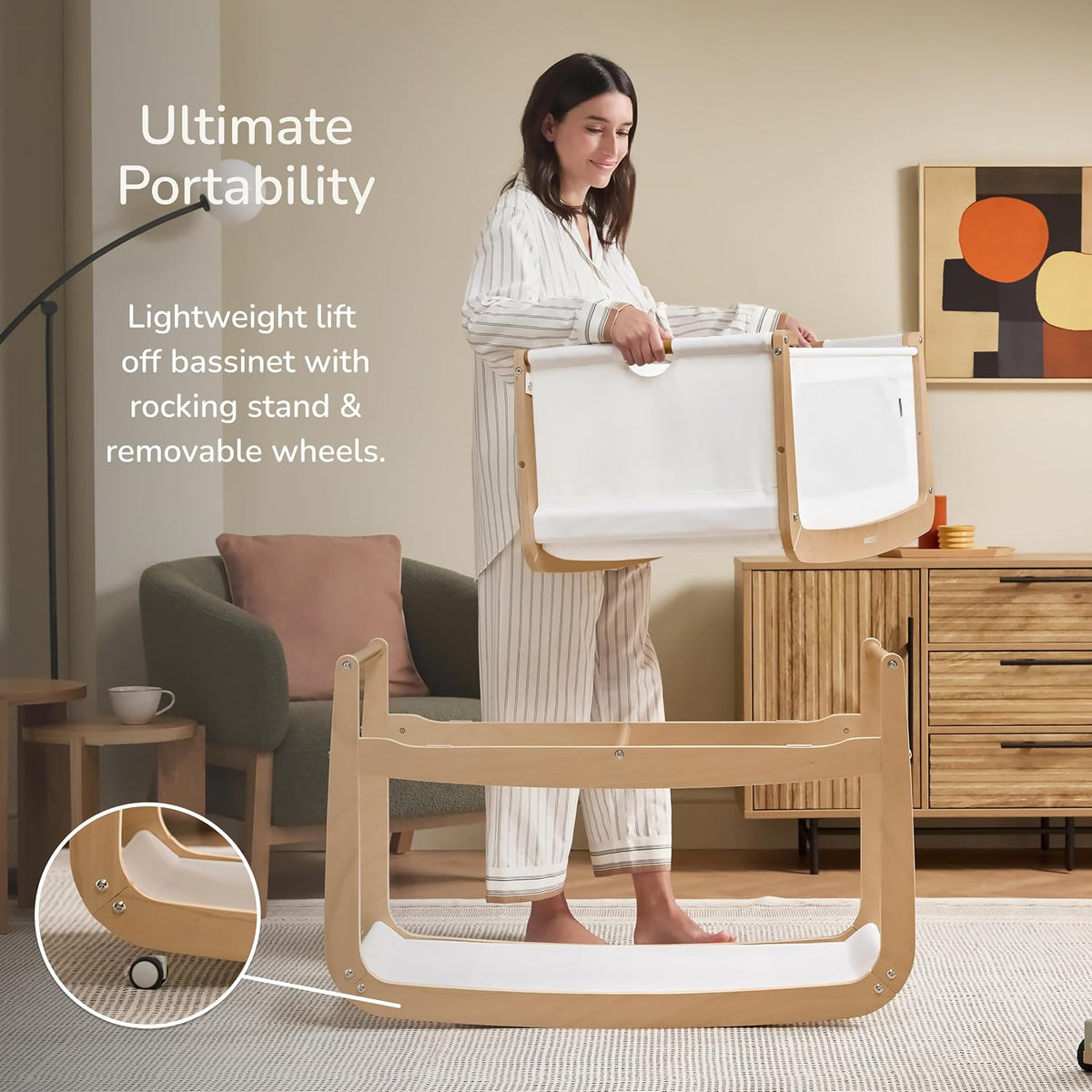 Snuz SnuzPod 5 Bedside Bassinet with Mattress, Natural