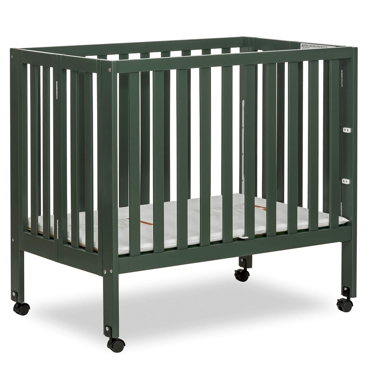 Dream On Me Jett Mini Folding Baby Crib in Pebble Grey, GreenGuard Gold & BSA, Lightweight & Portable, Patented Flat Folding System, Small Spaces & Travel, 1.5” Mattress Pad, 3 Heights, Safe Wheels