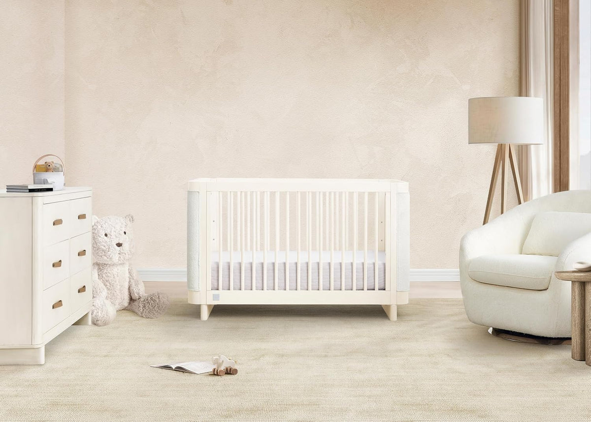 Delta Children babyGap Callie 4-in-1 Upholstered Crib - Greenguard Gold Certified, Antique White/White Boucle