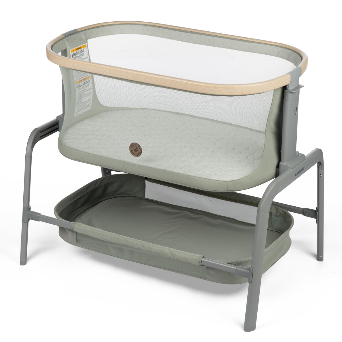 Maxi-Cosi Iora Baby Bassinets Bedside Sleeper, Portable Bassinet, Infant Bedside Sleeper Crib, Height Adjustable, Breathable Mesh, Large Storage Basket, Classic Oat