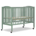 Dream On Me Folding Full Size Convenience Baby Crib with Durable Metal Wheels, Portable Space-Saving Design, 2 Adjustable Heights, Easy Fold Flat Storage, GREENGUARD Gold & BSA Certified, White