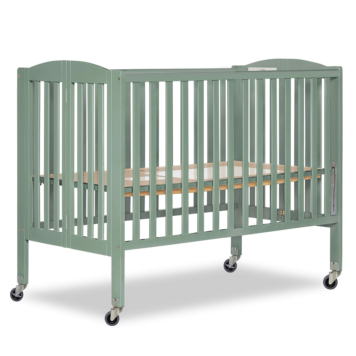 Dream On Me Folding Full Size Convenience Baby Crib with Durable Metal Wheels, Portable Space-Saving Design, 2 Adjustable Heights, Easy Fold Flat Storage, GREENGUARD Gold & BSA Certified, White