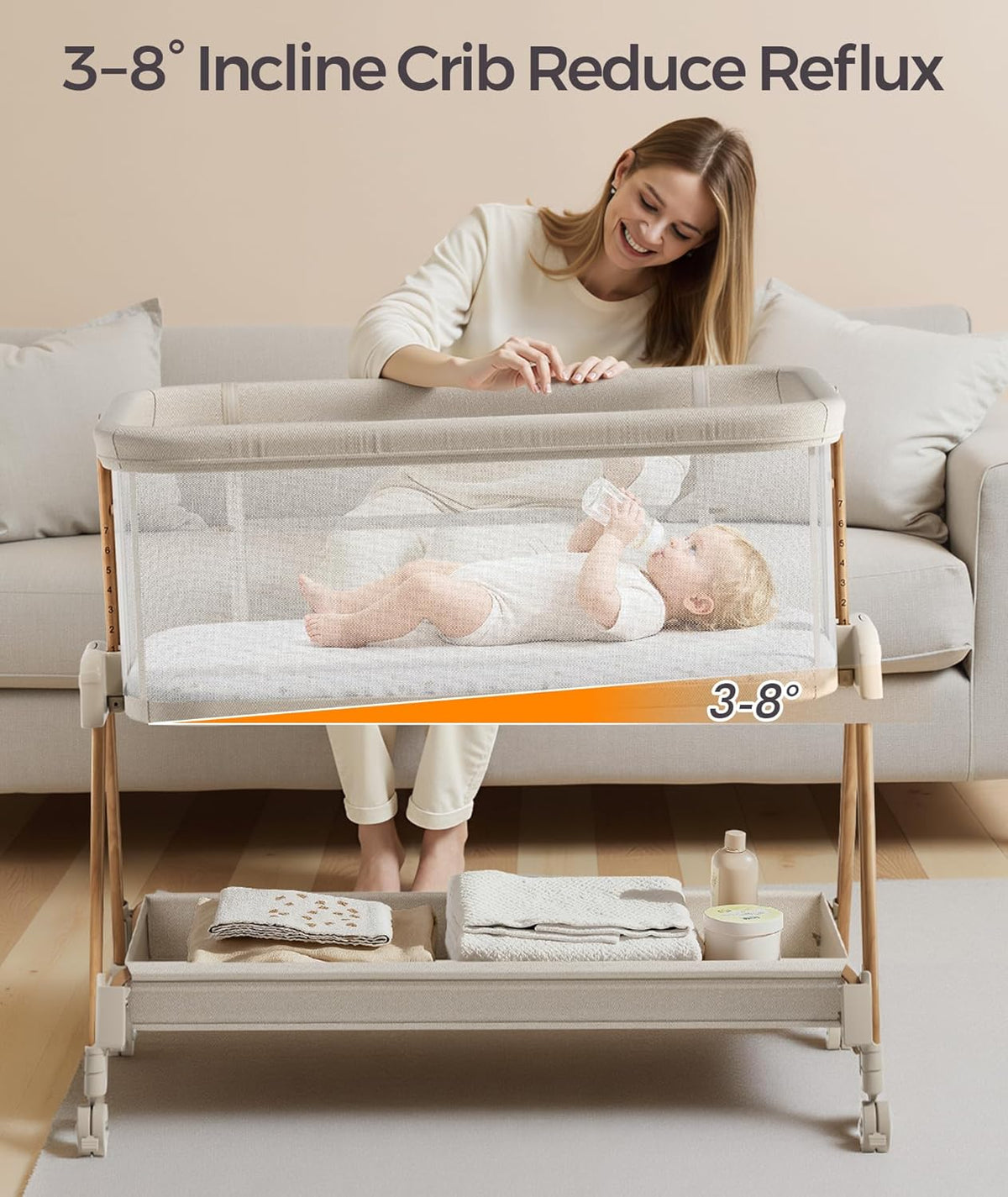 Fodoss Baby Bassinets Bedside Sleeper - 3-in-1 Stable Bassinet for Newborns