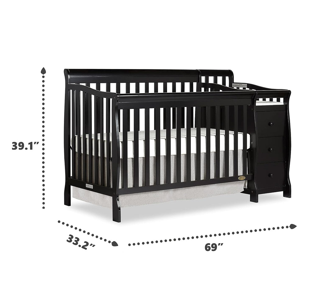 Dream On Me Brody 5-in-1 Convertible Crib and Changer, GREENGUARD Gold