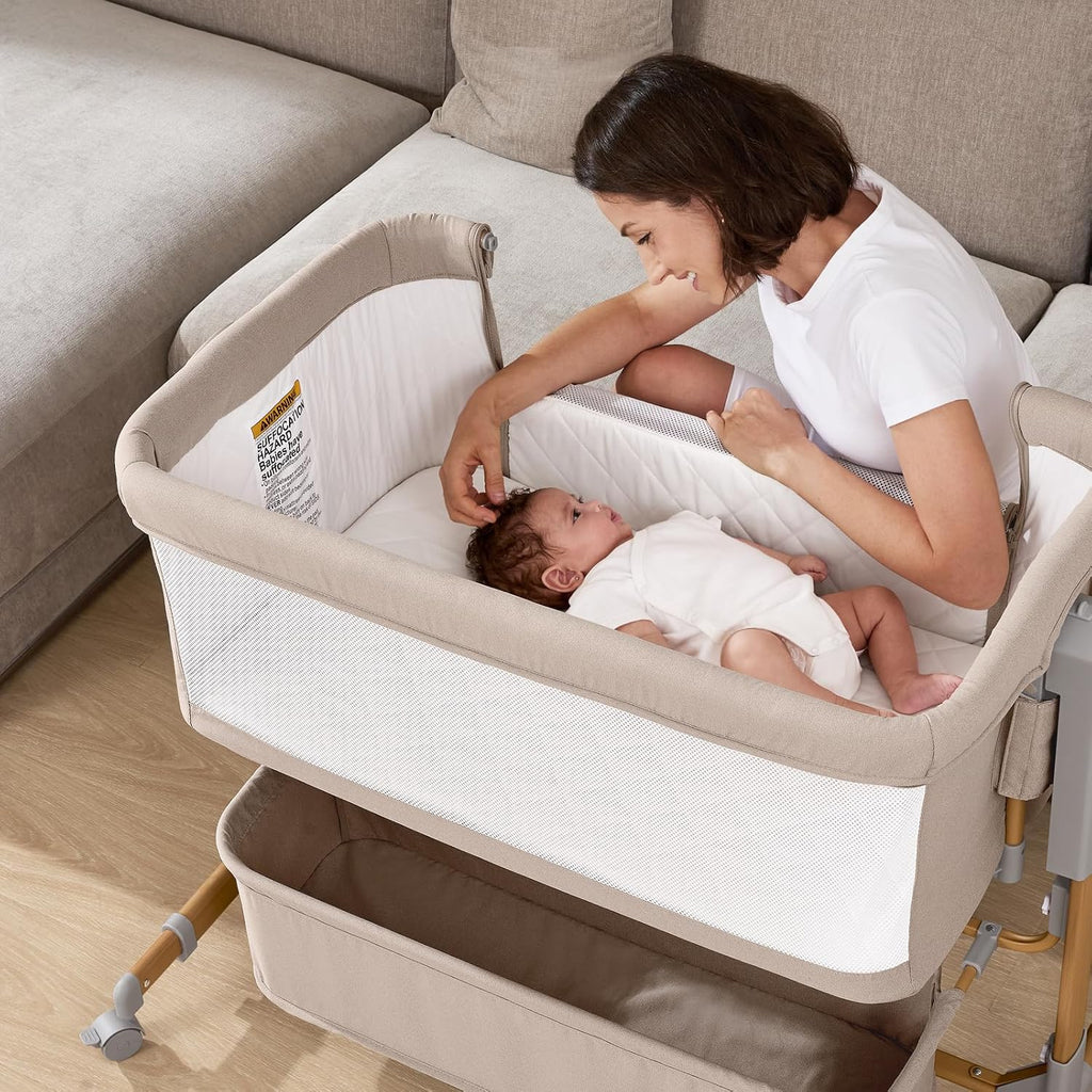 3-in-1 Baby Bassinet, Bedside Sleeper & Rocking Bassinet for Newborn