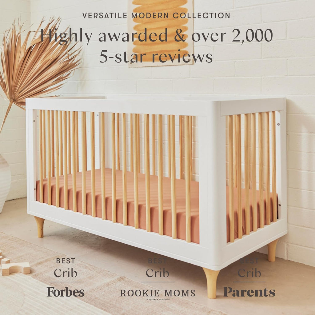 babyletto Lolly 3-in-1 Convertible Baby Crib, White and Natural