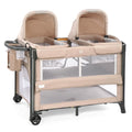 JOYMOR Twin Bassinet for Baby, Pink Bedside Bassinet, Convertible to Bedside Sleeper and Playpen, with Wheel, Brake, Foldable Side Sleeper