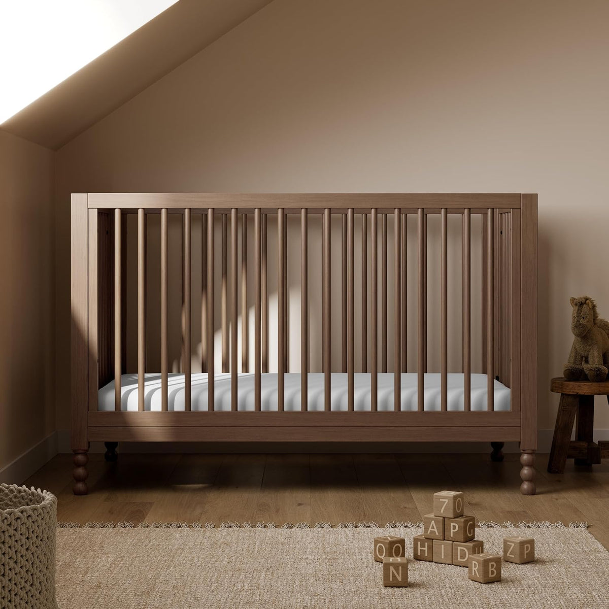 Storkcraft Rio 5-in-1 Convertible Crib and Toddler Guardrail, Hazelnut