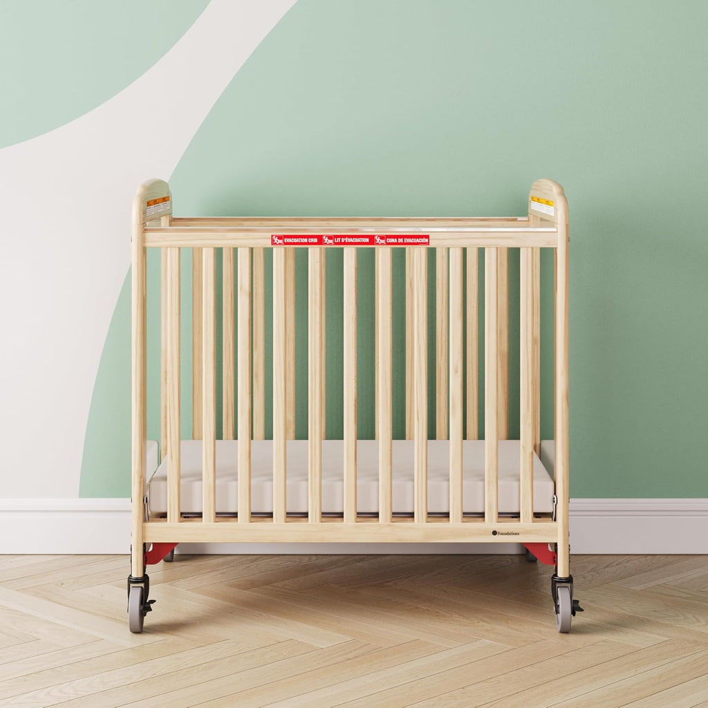 Foundations First Responder Evacuation Fixed-Side Daycare Crib, Natural