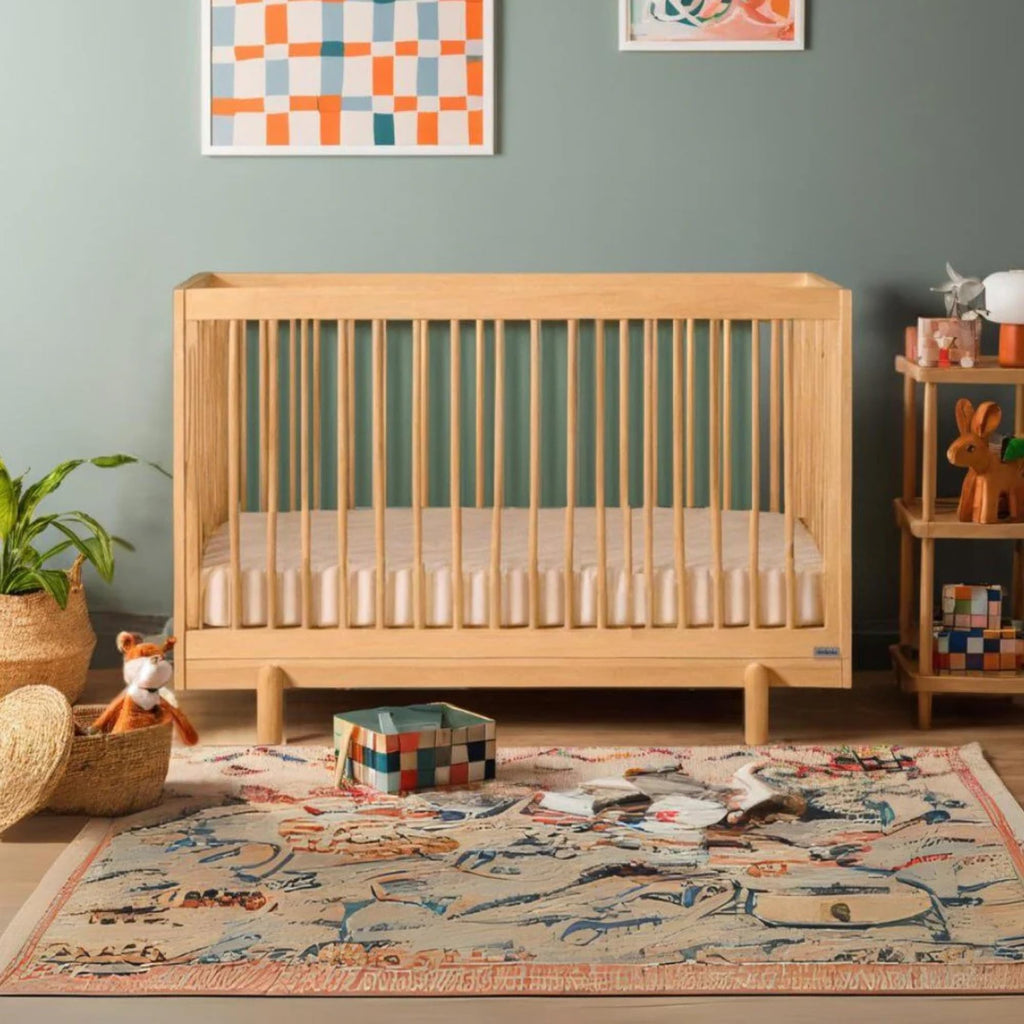 dadada Baby Bliss 4-in-1 Convertible Wood Crib Bed, Made in Italy, Walnut