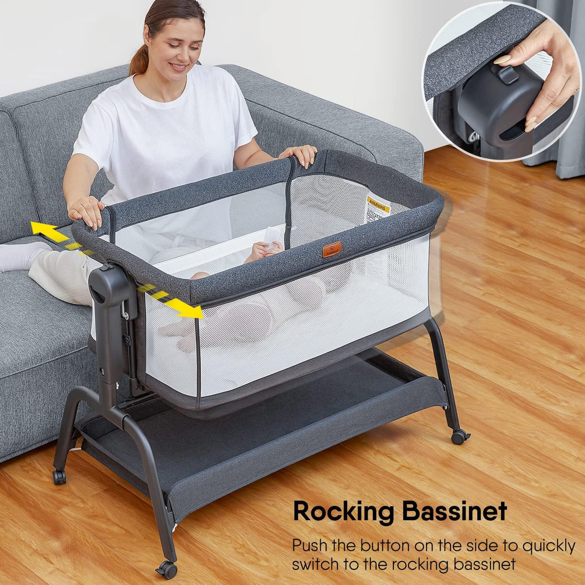 BabyBond Baby Bassinet, Bedside Crib Sleeper, Infant & Toddler Cradle