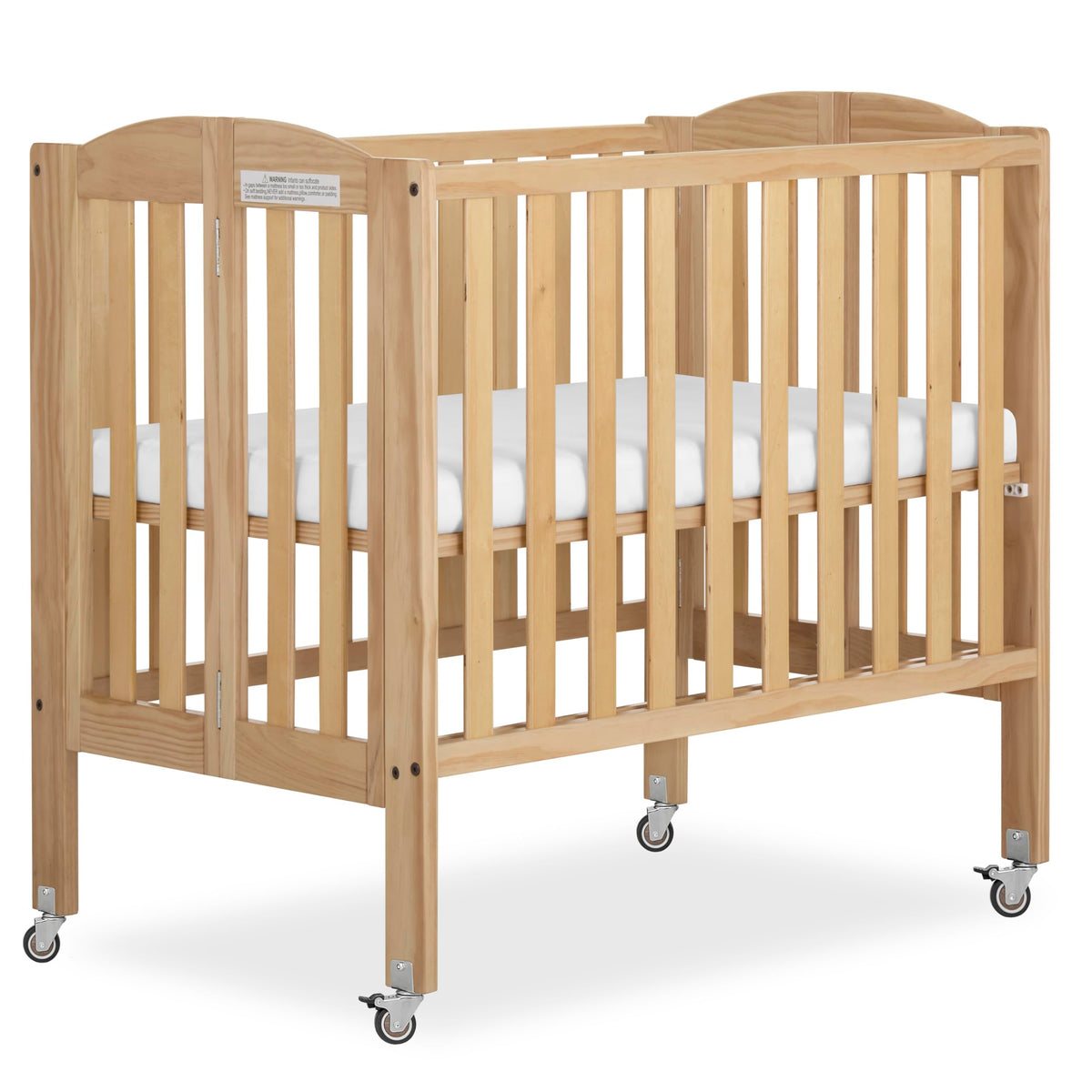 Dream On Me 2-in-1 Portable Mini Crib, Non-Full Size Baby Crib for Small Spaces, 2 Mattress Heights, Compact Travel Design, Includes Mattress, GREENGUARD Gold & BSA Certified, Natural