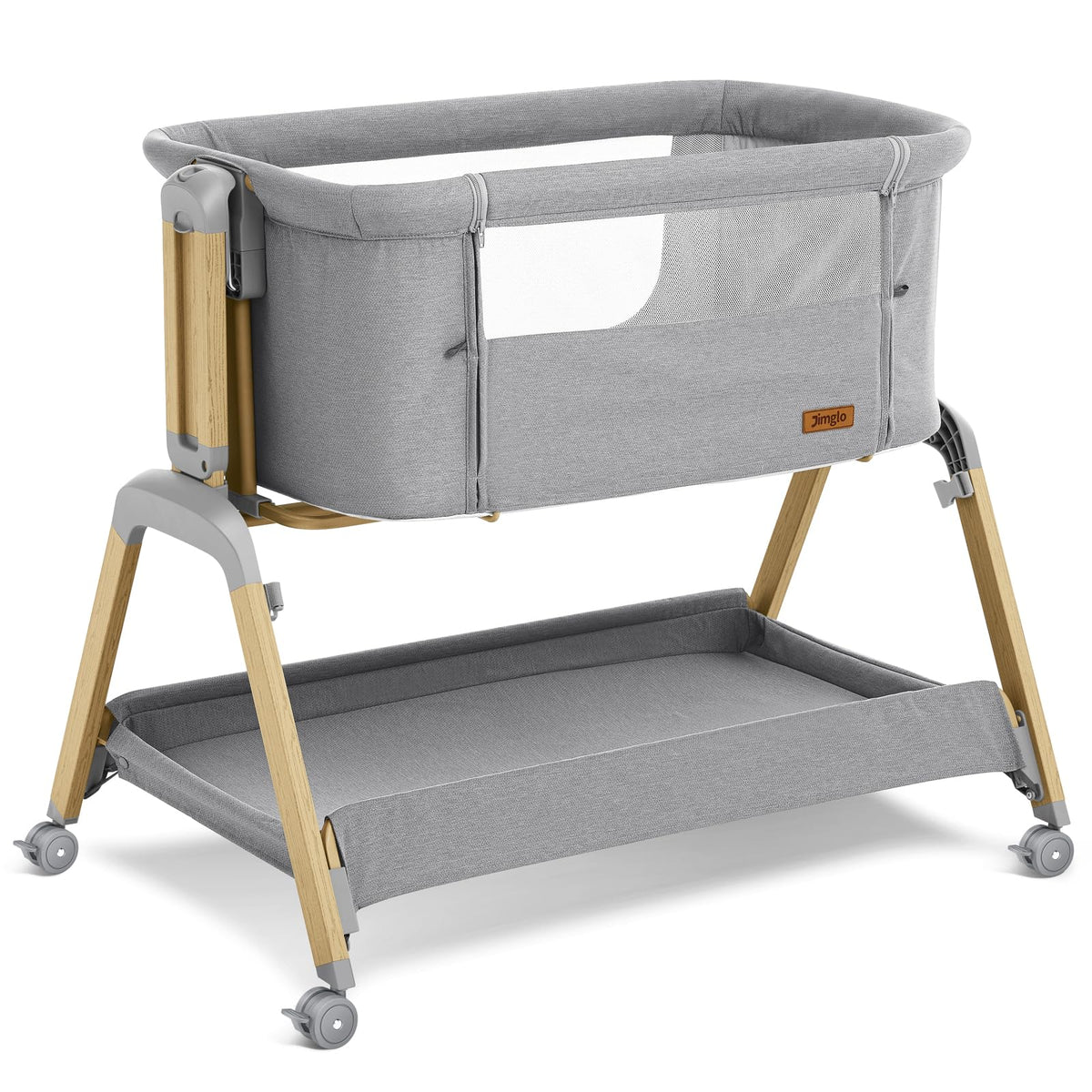 Jimglo 3-in-1 Baby Bassinet, Bedside Sleeper, Rocking Mode, Wheels, Green