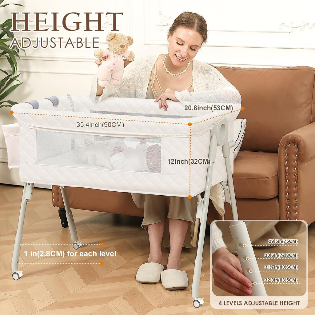 Baby Bassinet Bedside Crib for Newborn 4-in-1 Baby Bassinet Bedside Sleeper