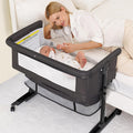 Semphis Baby Bassinet, 3 in 1 Bassinets Bedside Sleeper, Adjustable Height Bedside Sleeper with Rocking Mode, Breathable Mesh, Storage Basket, Wheels, Easy Assemble & Folding (Gray)