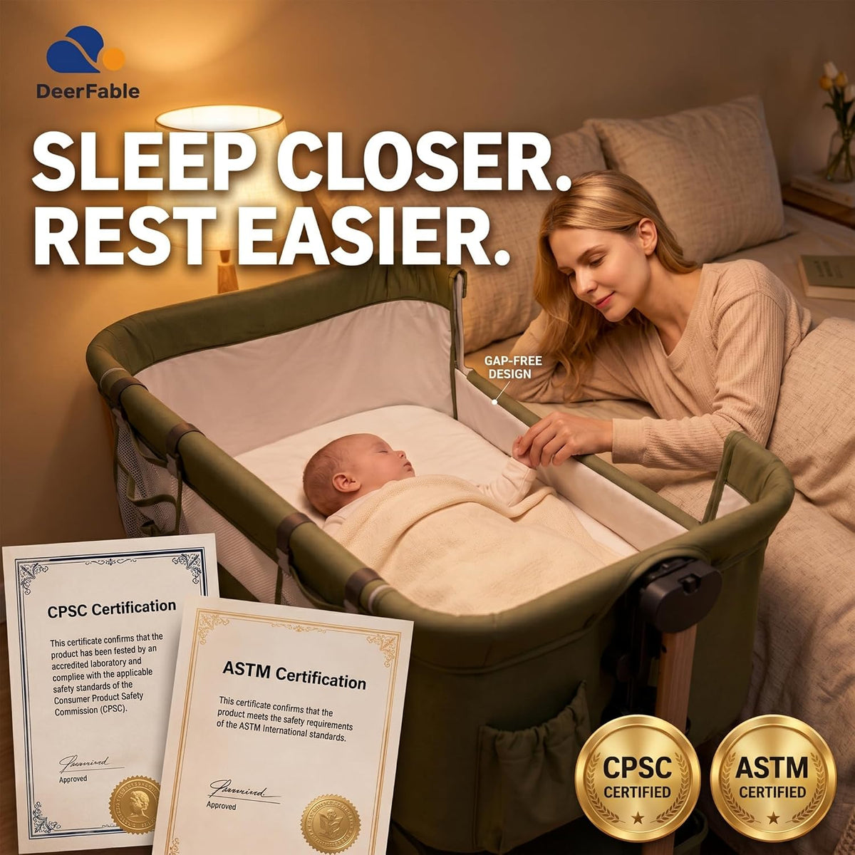 [Extra Large All-in-One Bedside Bassinet Crib Sleeper