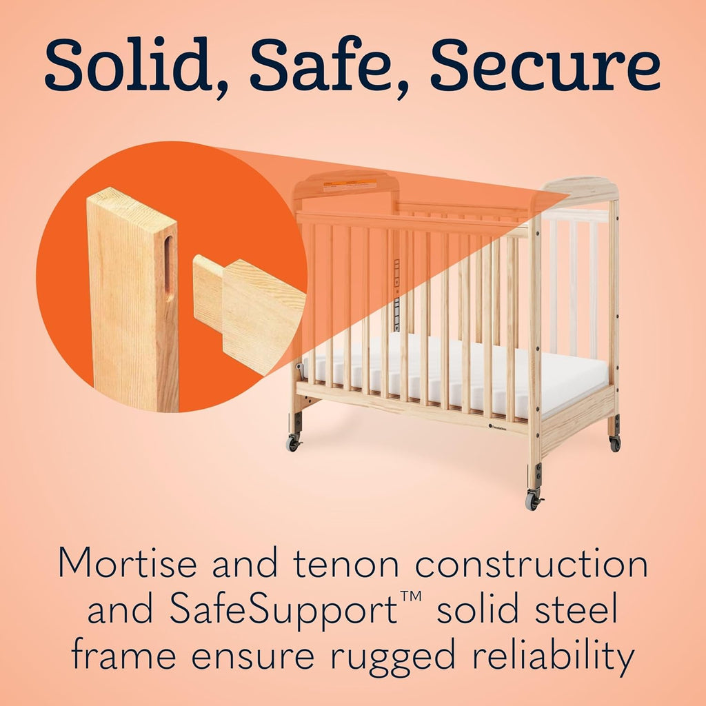 Foundations Serenity Compact Clearview Fixed Side Daycare Crib, White