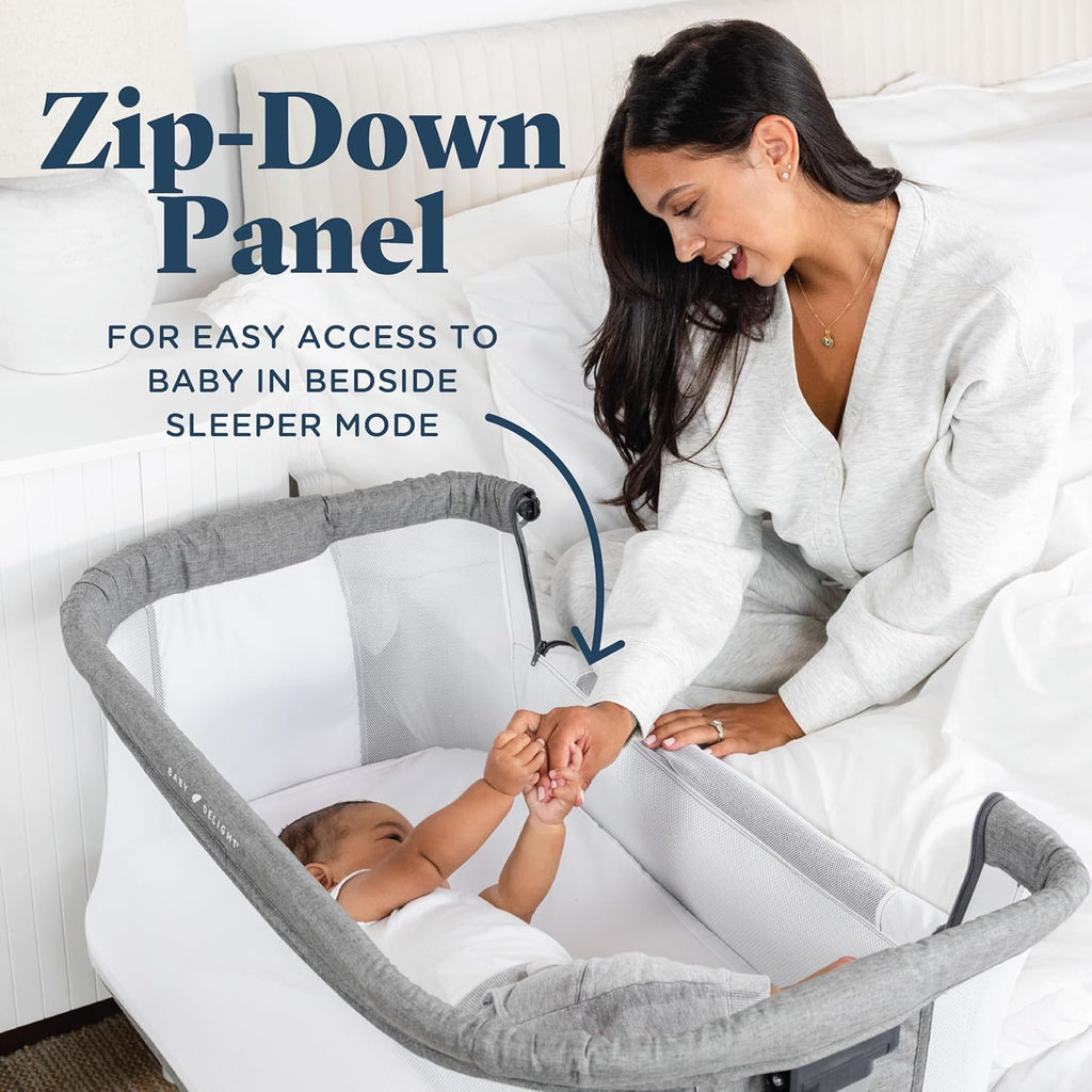 Baby Delight Beside Me Dreamer Bassinet | Bedside Sleeper | 7-Position Height Adjustment | Charcoal Tweed