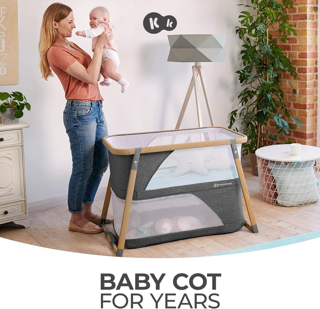 Kinderkraft SOFI Portable Travel Crib for Baby, Gray
