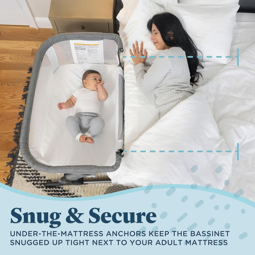 Baby Delight Beside Me Dreamer Bassinet | Bedside Sleeper | 7-Position Height Adjustment | Charcoal Tweed