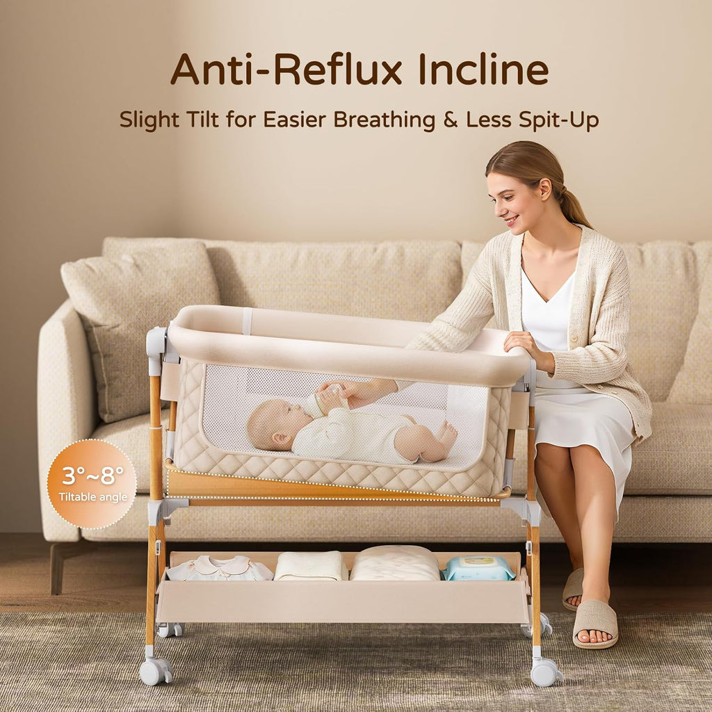 3 in 1 Baby Bassinet Bedside Sleeper,Bedside/Rocking Bassinet for Baby