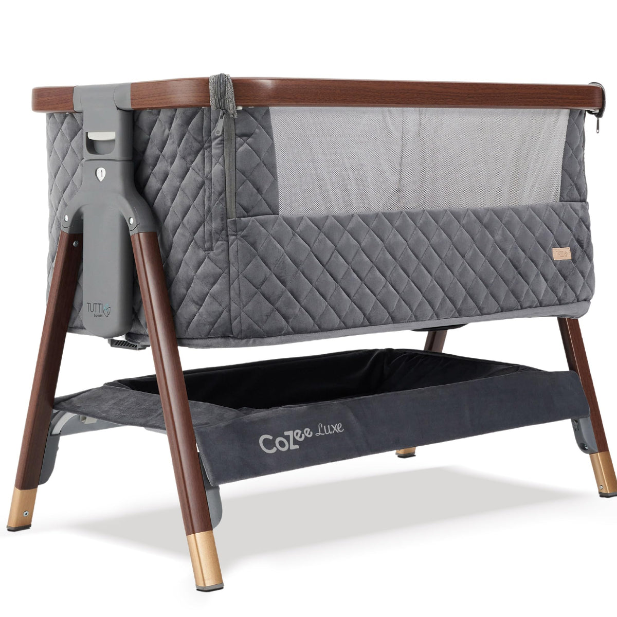 Tutti Bambini CoZee® Air Baby Bassinet & Bedside Sleeper, Walnut & Ecru