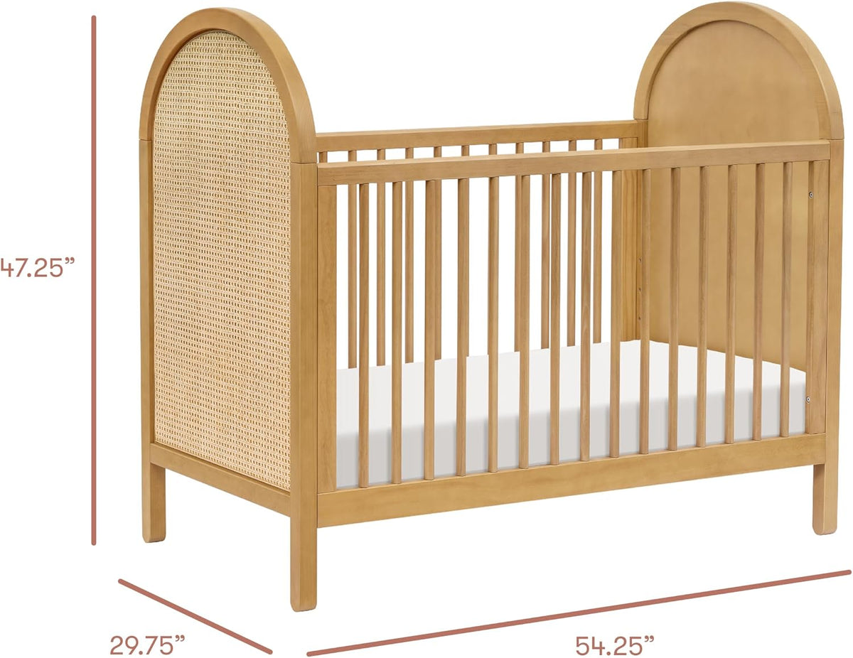 Babyletto Bondi Cane 3-in-1 Convertible Baby Crib, Honey with Natural Cane