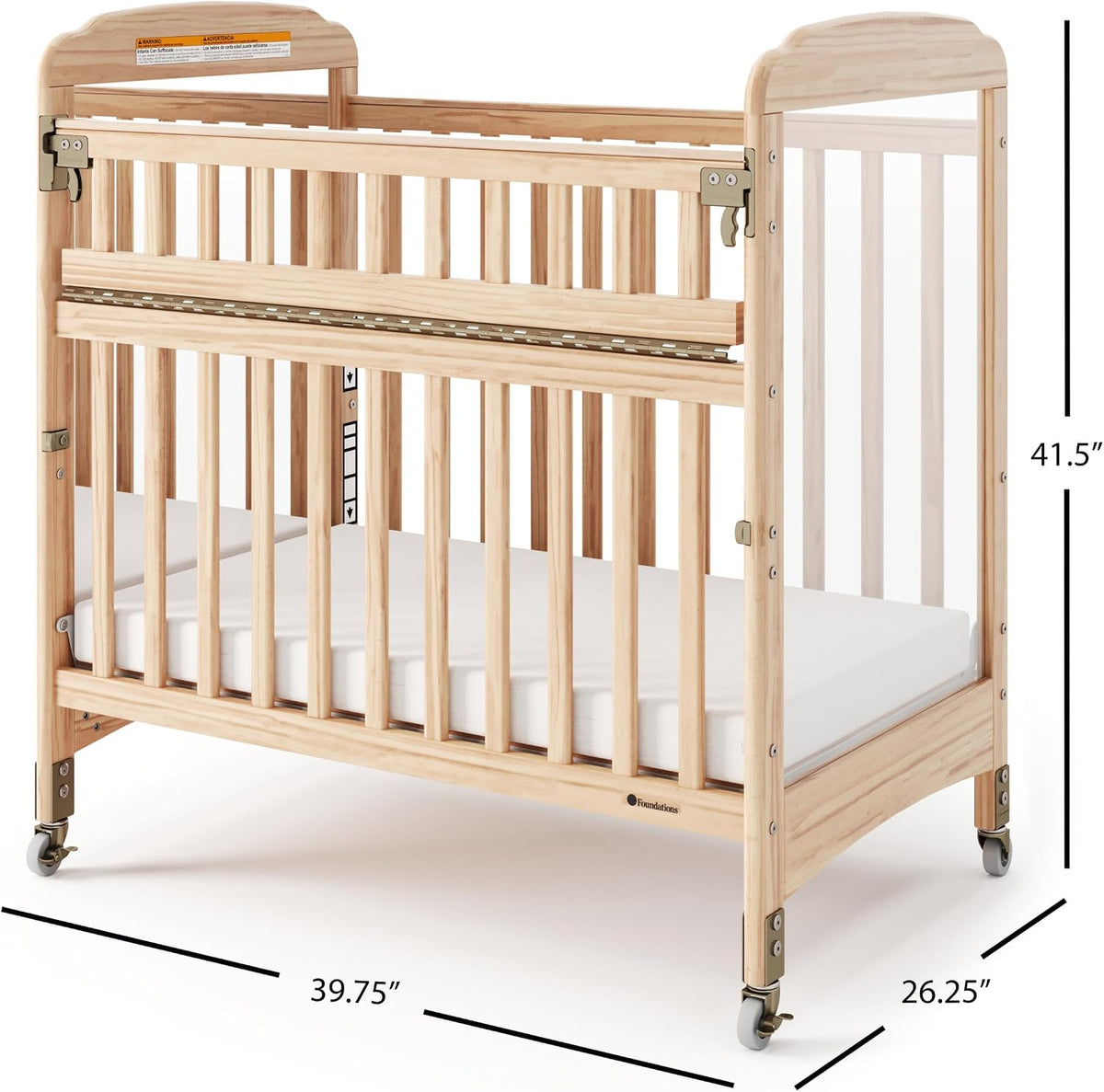 Foundations Serenity SafeReach Mirrorview Crib with Access Gate, Natural
