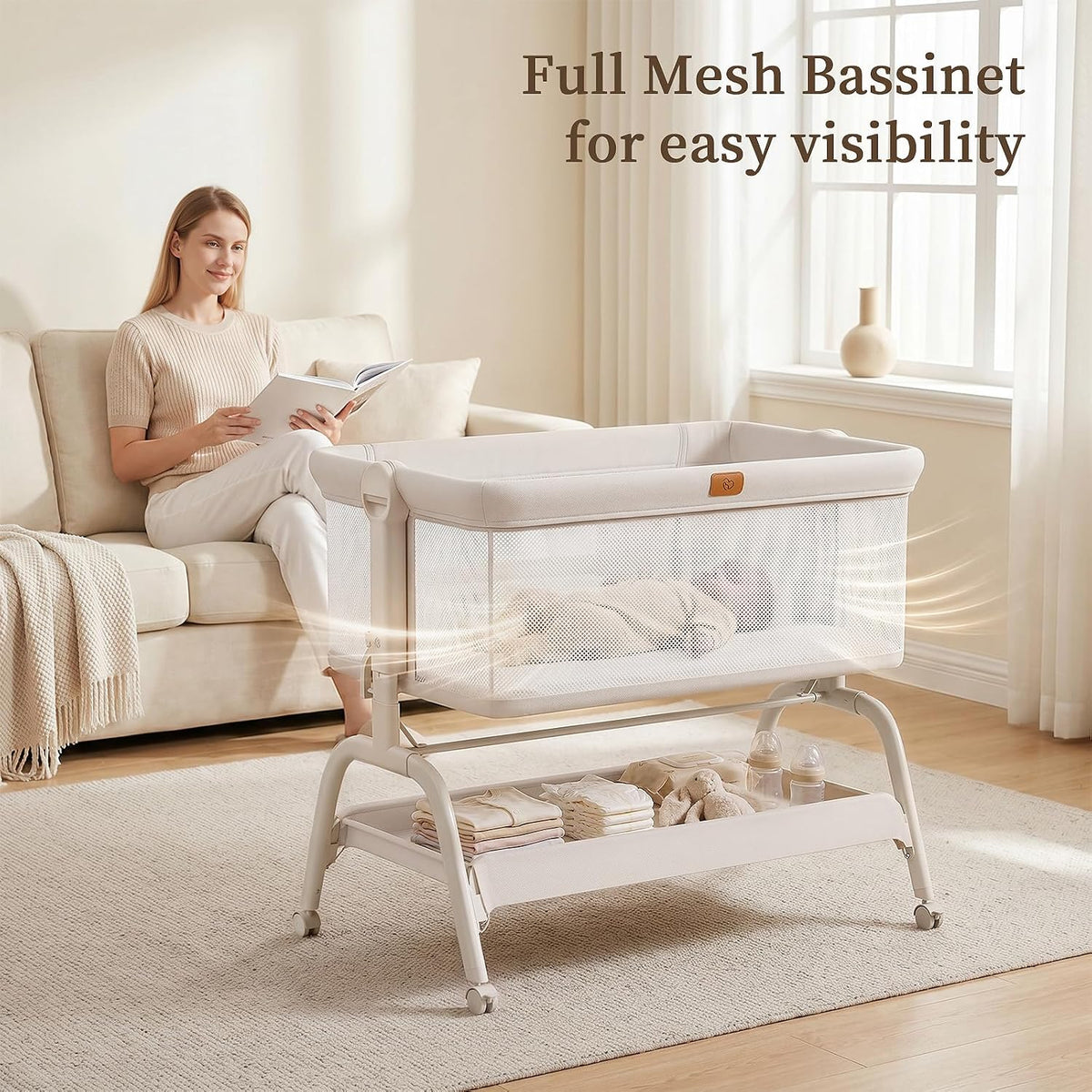 BabyBond Bassinet Bedside Crib, Stable & Safe, Anti-Reflux for Newborn