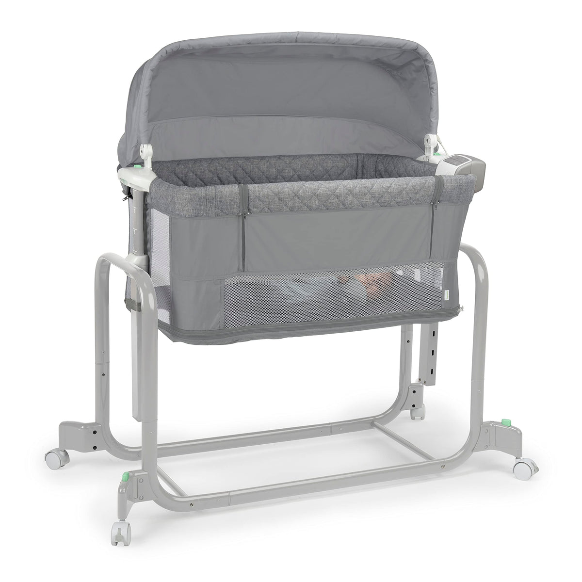 Ingenuity Dream & Grow Bedside Baby Bassinet with AirLoom Mattress, for Ages 0-12 Months, Adjustable Height - Handstitch (Grey)