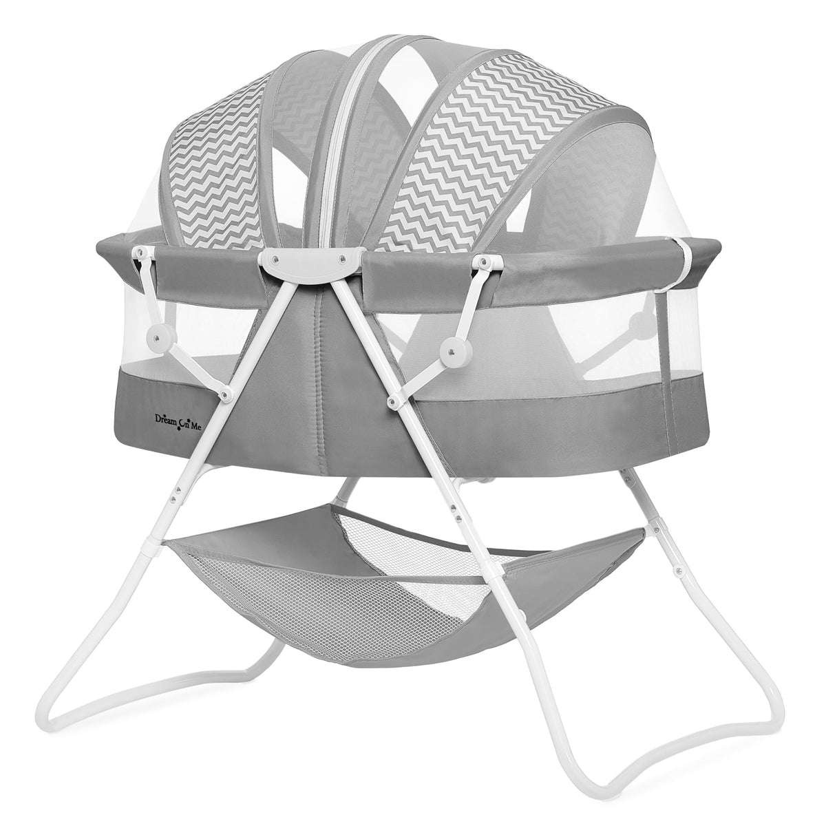 Dream On Me Karley Portable Infant Bassinet, Double Mesh Canopy, Grey and Pink