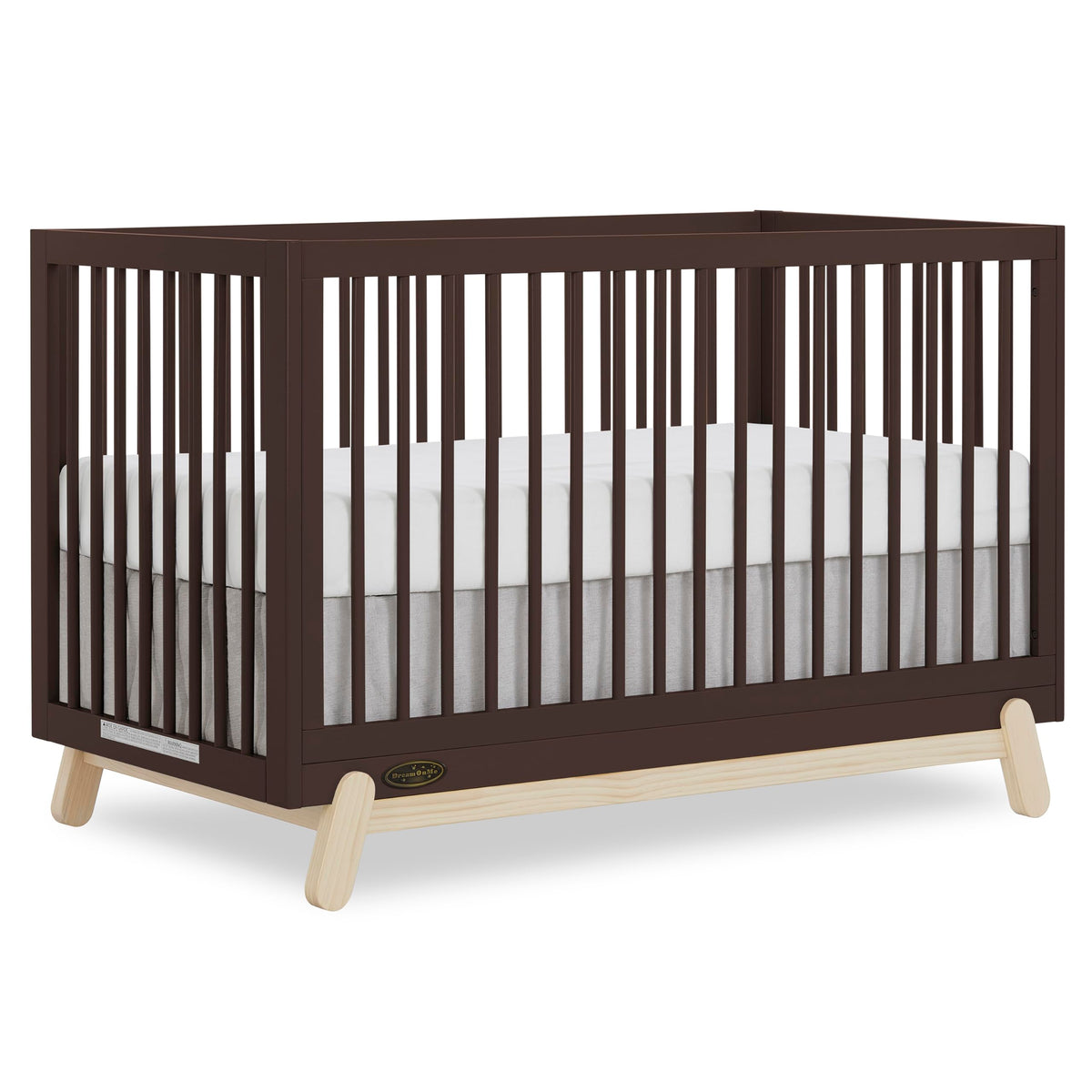 Dream On Me Hygge 5-in-1 Convertible Full-Size Baby Crib, Matte Black Oak