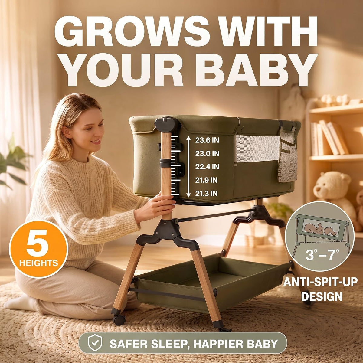 [Extra Large All-in-One Bedside Bassinet Crib Sleeper