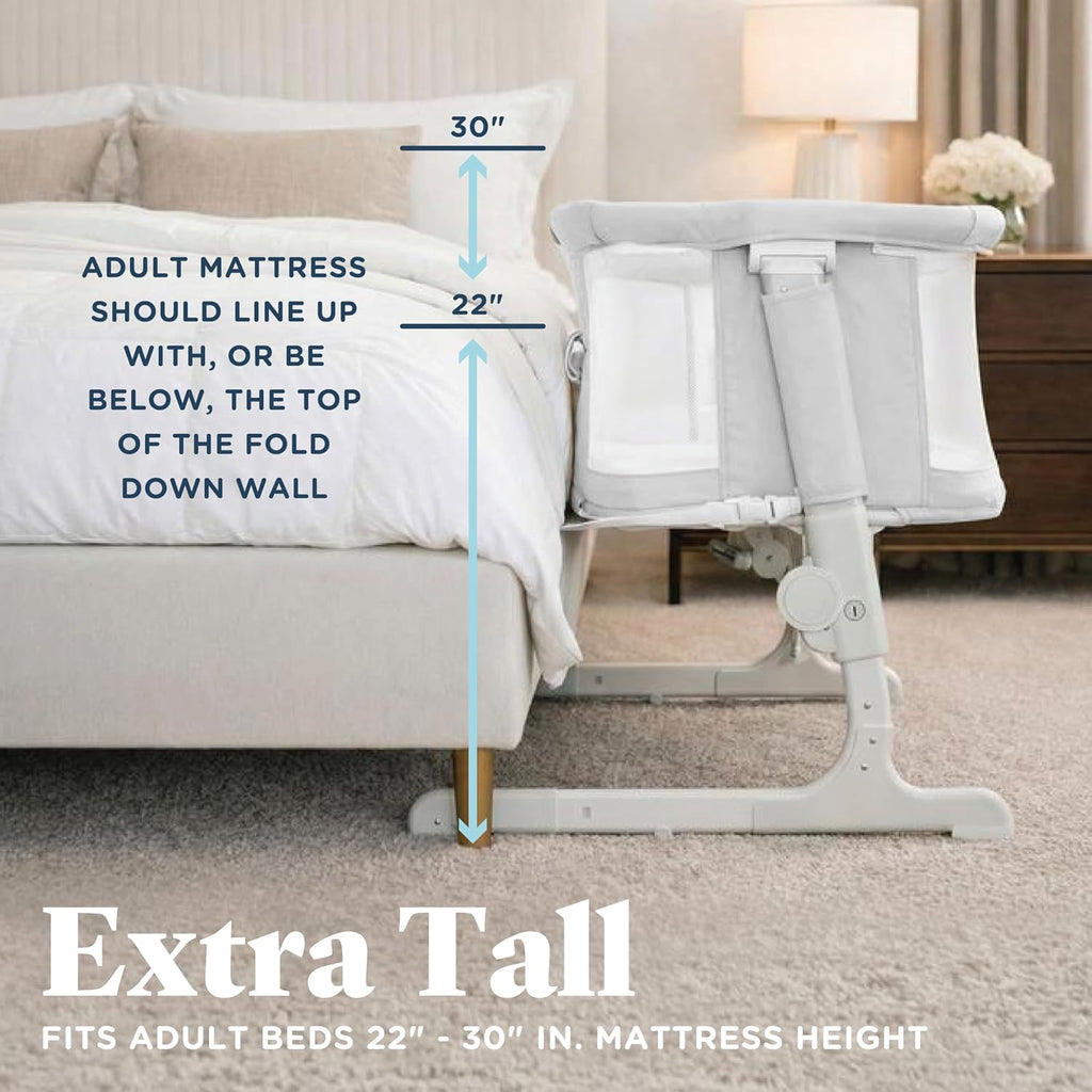 Baby Delight Beside Me Dreamer Bassinet | Bedside Sleeper | 7-Position Height Adjustment | Driftwood Grey