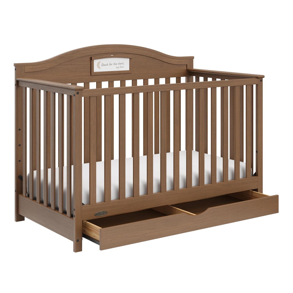 Graco Story 5-in-1 Convertible Crib with Drawer, Hazelnut