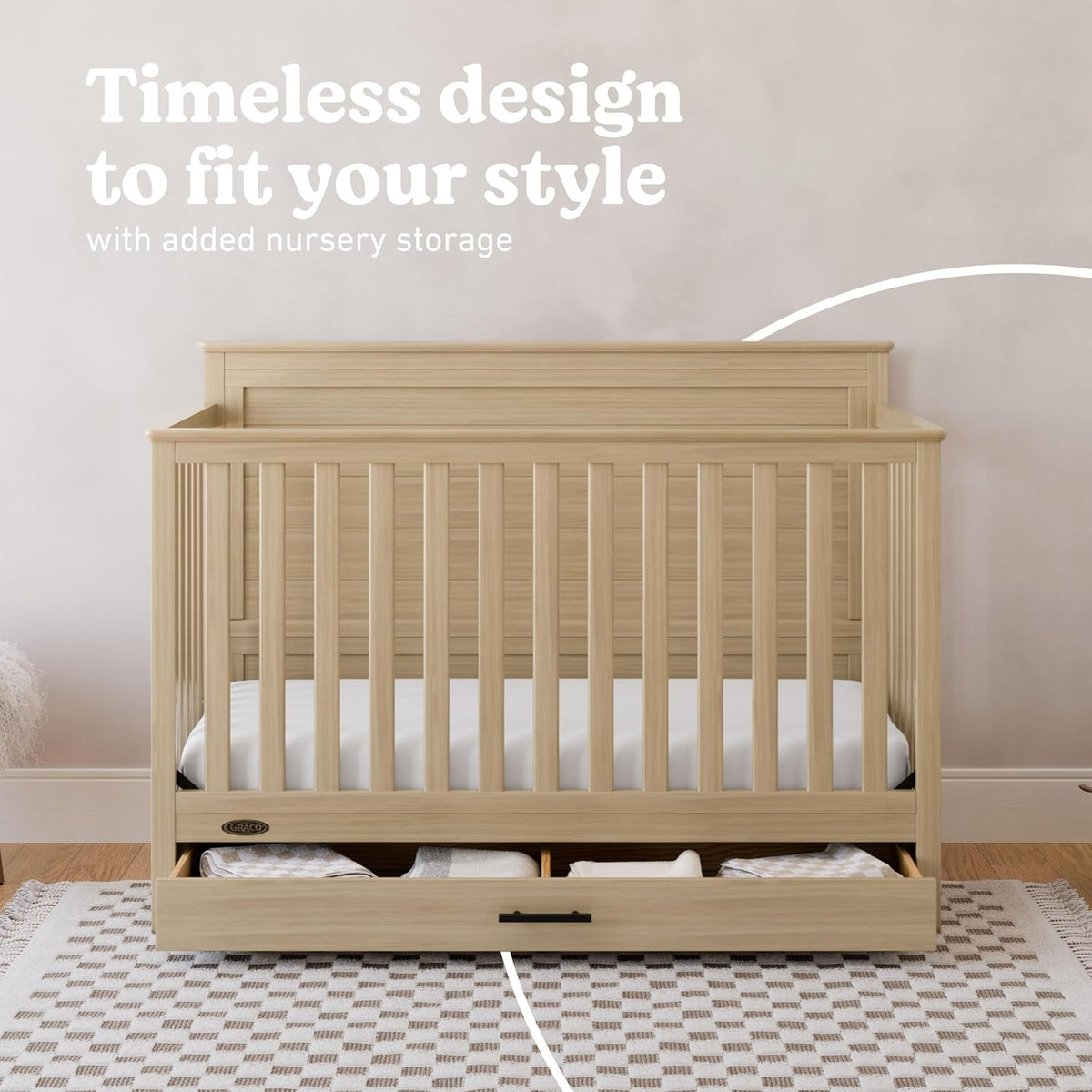 Graco Tristan 5-in-1 Convertible Crib with Drawer, Driftwood