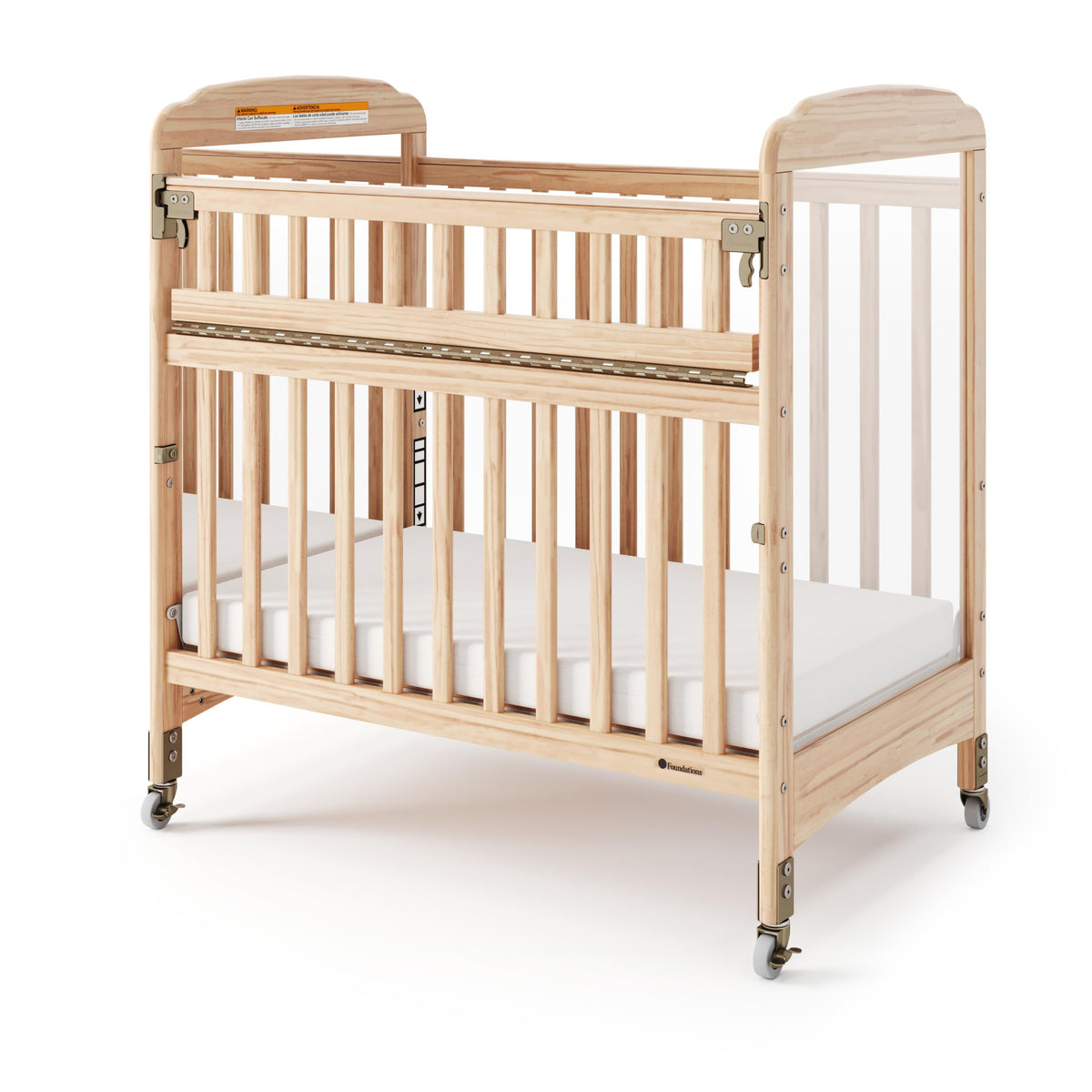 Foundations Serenity Compact Clearview Fixed Side Daycare Crib, White