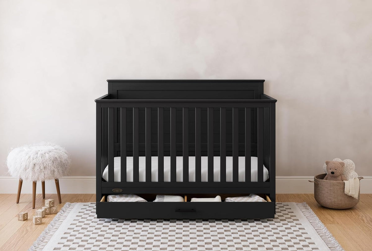 Graco Tristan 5-in-1 Convertible Crib with Drawer, Black
