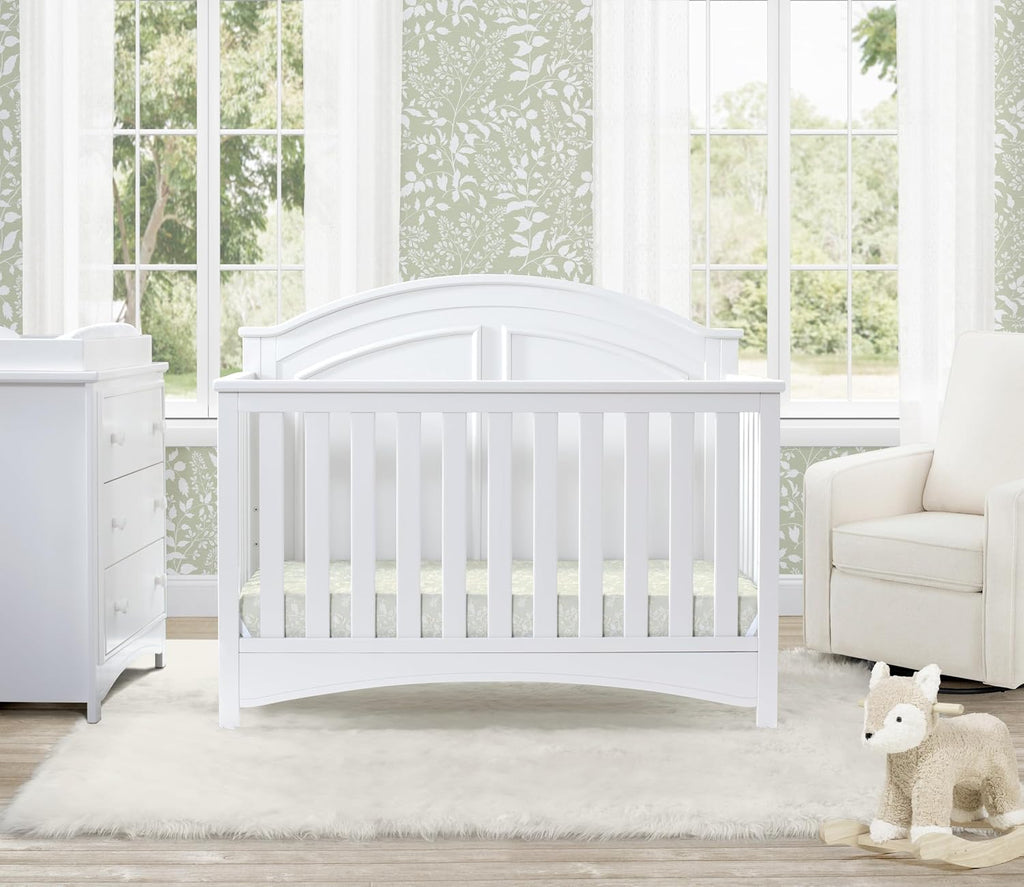 Delta Children Perry 6-in-1 Convertible Crib - Greenguard Gold Certified, Bianca White