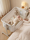 ONTHEWEI Baby Bassinet Bedside Sleeper 3-in-1, Easy Night Feeding with One-Side Fold & Rolling Wheels, Breathable Mesh, 6-Height Adjustable, Soft Mattress for Newborns