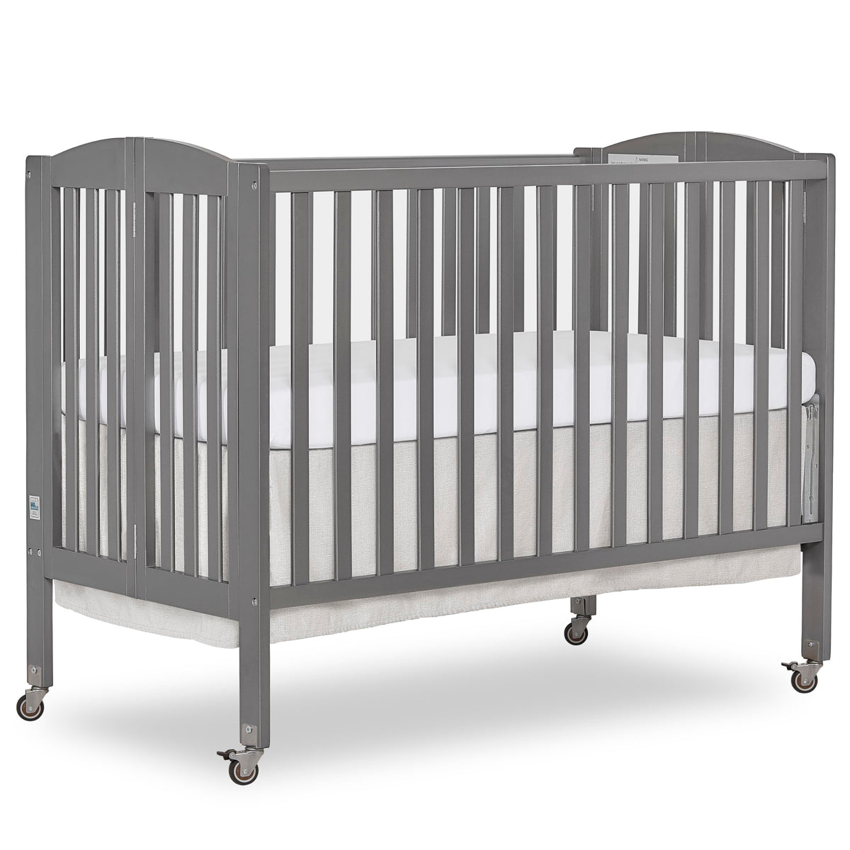 Dream On Me Full Size 2-in-1 Folding Baby Crib, GREENGUARD Gold, White