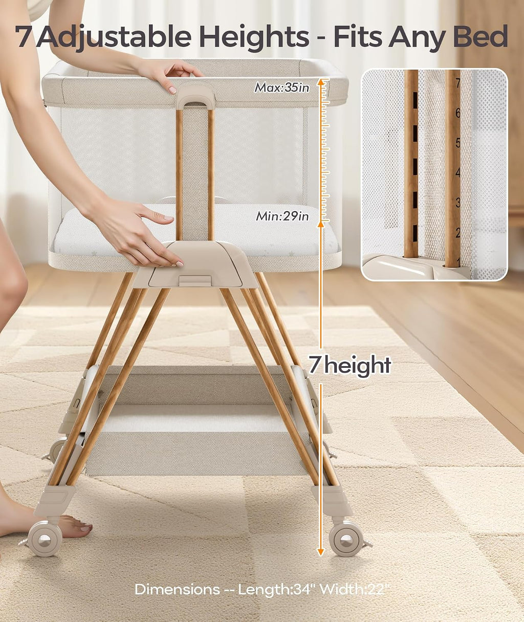 Fodoss Baby Bassinets Bedside Sleeper - 3-in-1 Stable Bassinet for Newborns