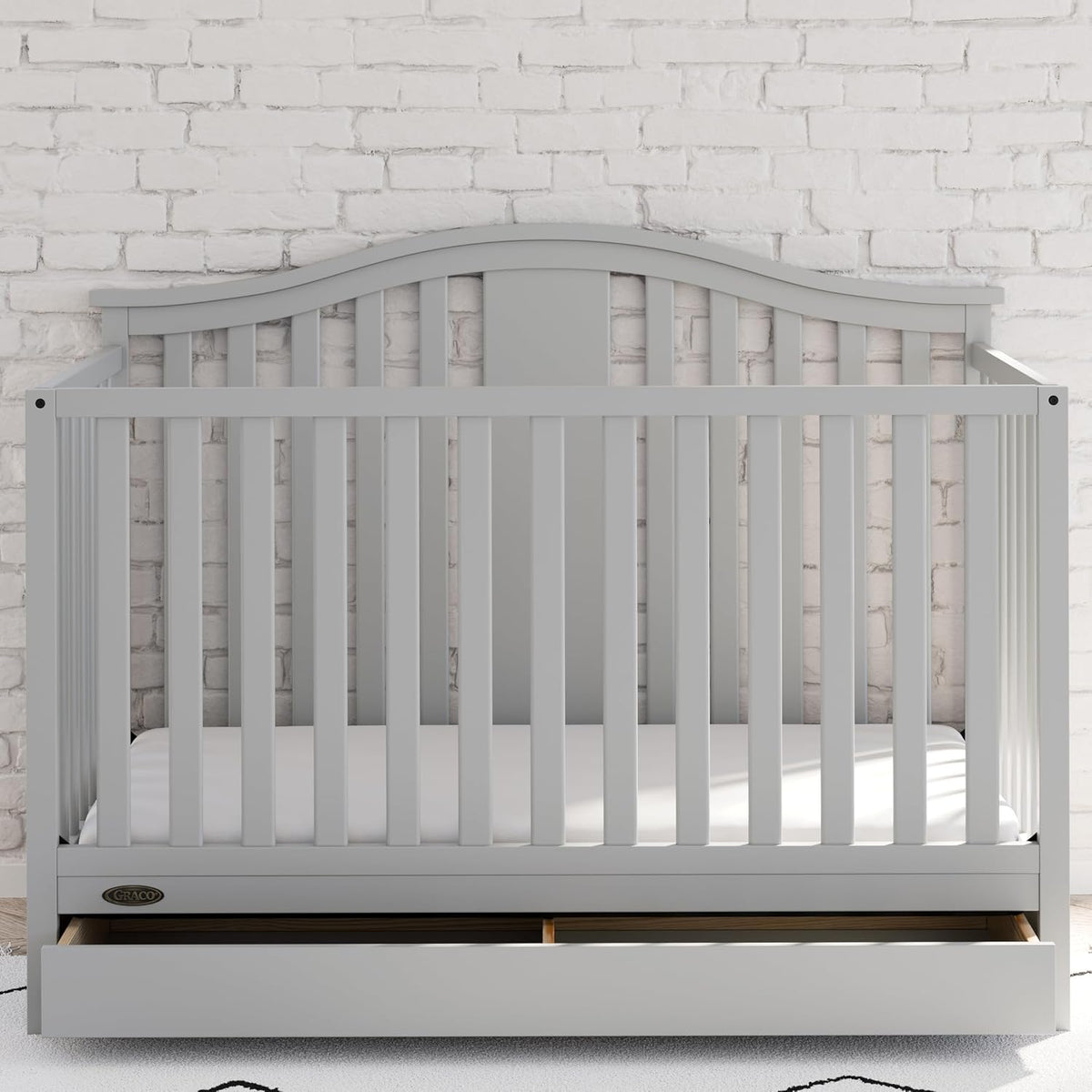 Graco Solano 4-in-1 Convertible Crib with Drawer, Pebble Gray