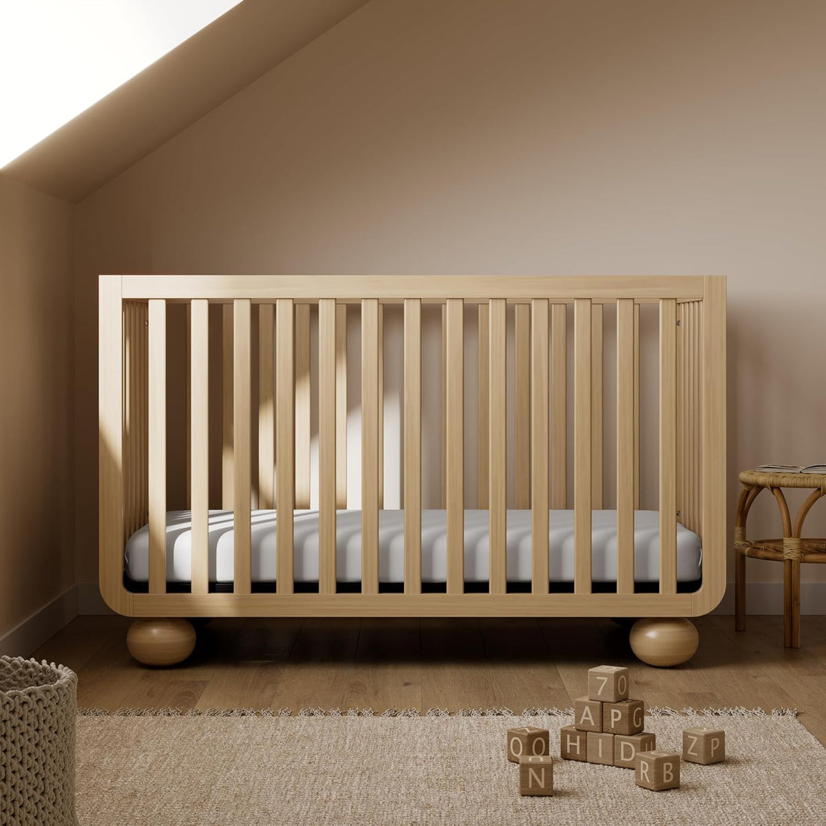 Storkcraft Amalfi 5-in-1 Convertible Crib with Toddler Guardrail, Driftwood
