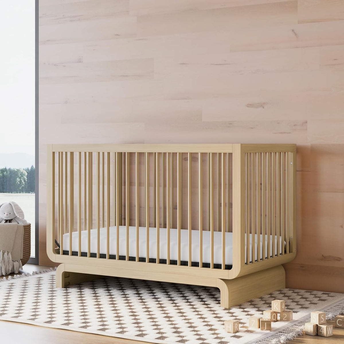 Storkcraft Santorini 5-in-1 Convertible Crib with Guardrail, Driftwood