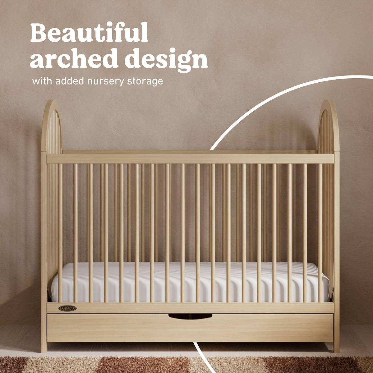 Graco Olivia 3-in-1 Convertible Crib with Drawer, Driftwood