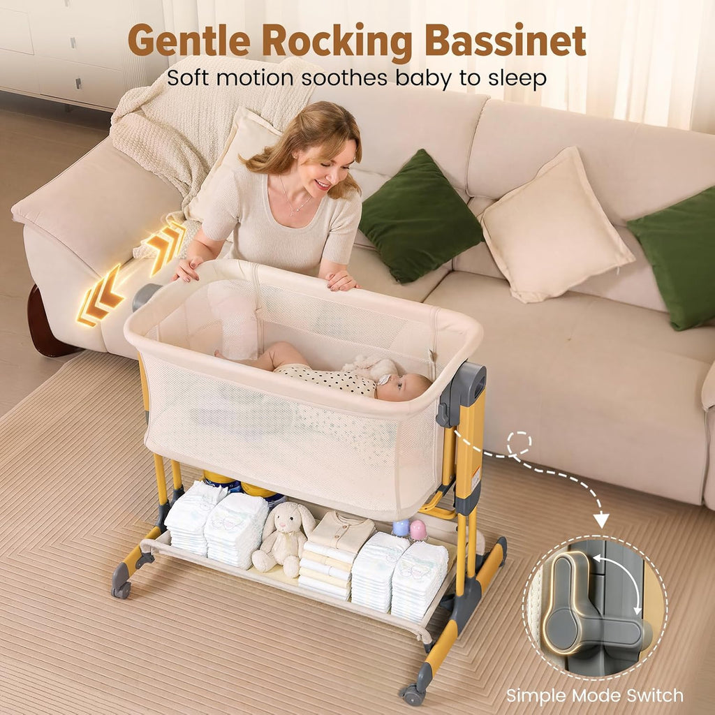 Onasti 3-in-1 Baby Bassinet Bedside Sleeper, Stable Bassinet for Newborns