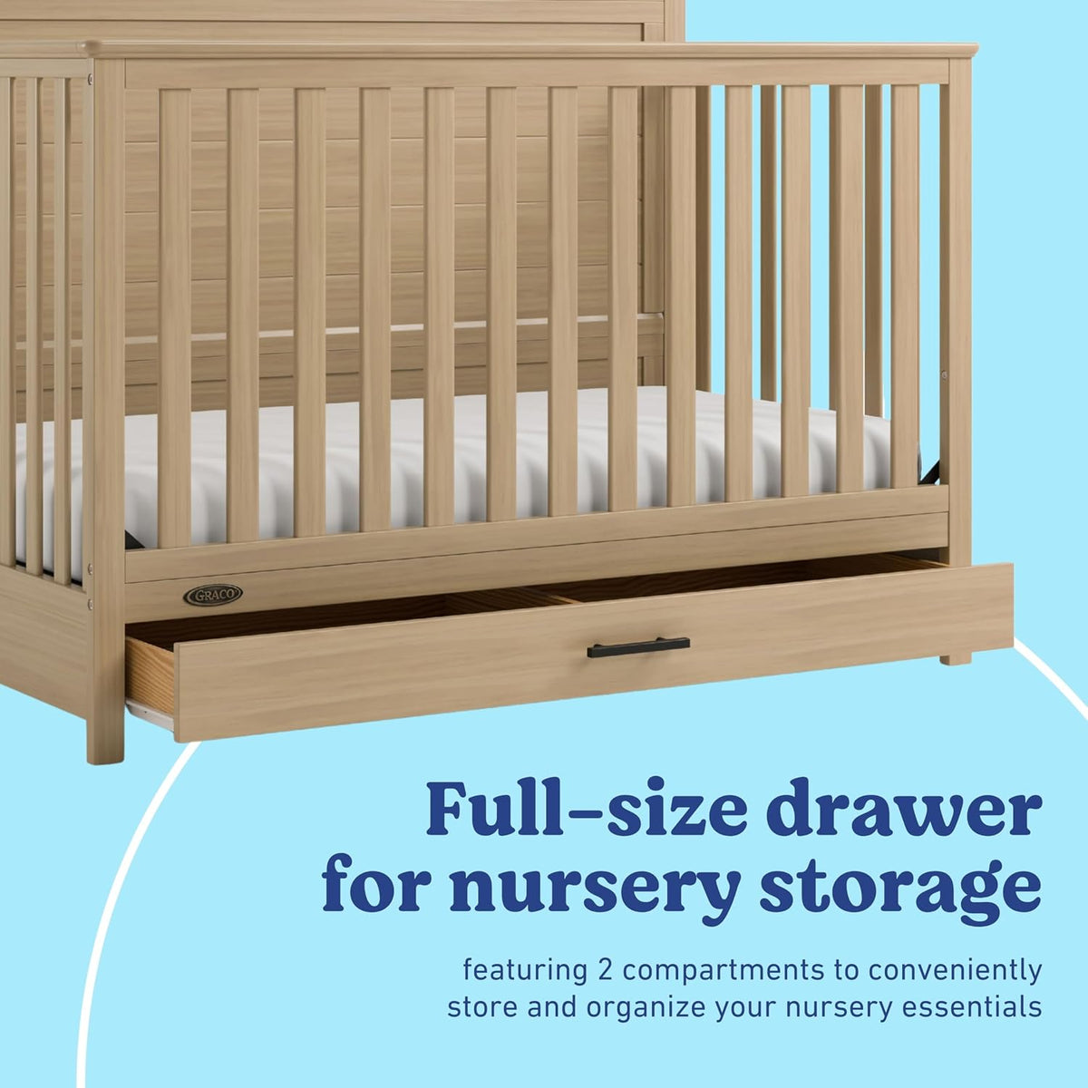Graco Tristan 5-in-1 Convertible Crib with Drawer, Driftwood