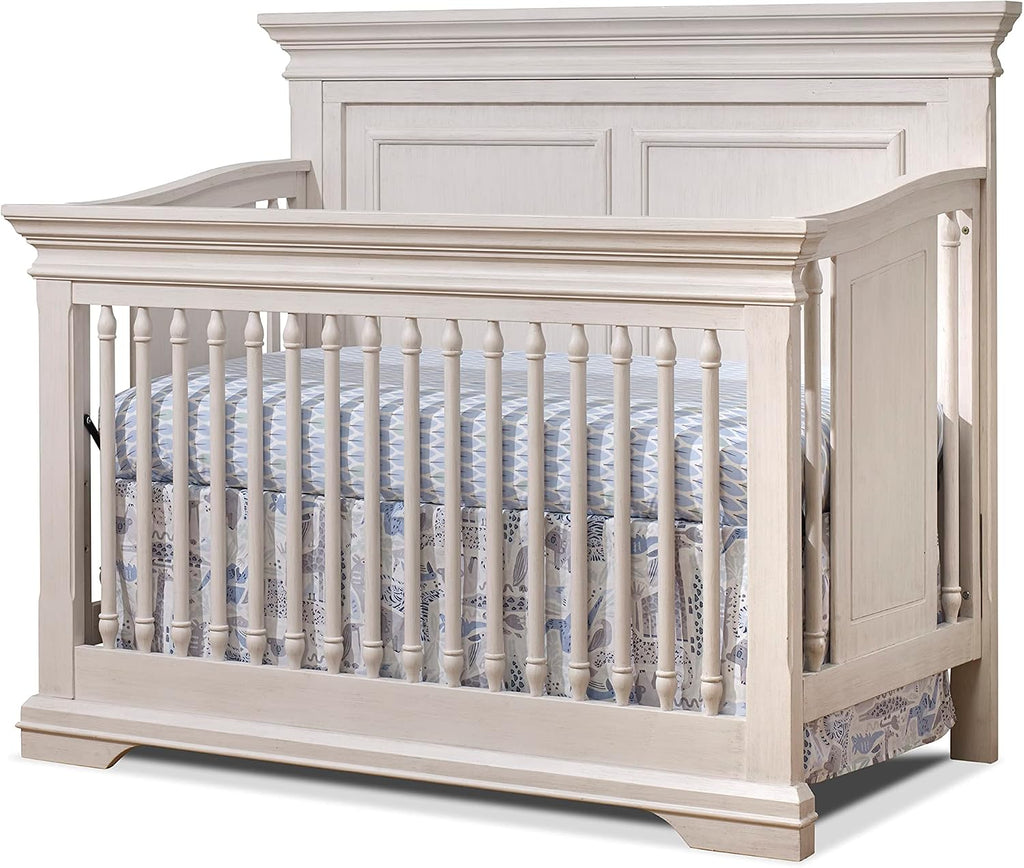 Sorelle Furniture Portofino Crib,Classic 4-In-1 Convertible Crib,Brushed Ivory Crib Made of Wood,Non-Toxic Finish, Wooden Baby Bed,Toddler Bed,Child’s Daybed and Full-Size Bed-Ivory