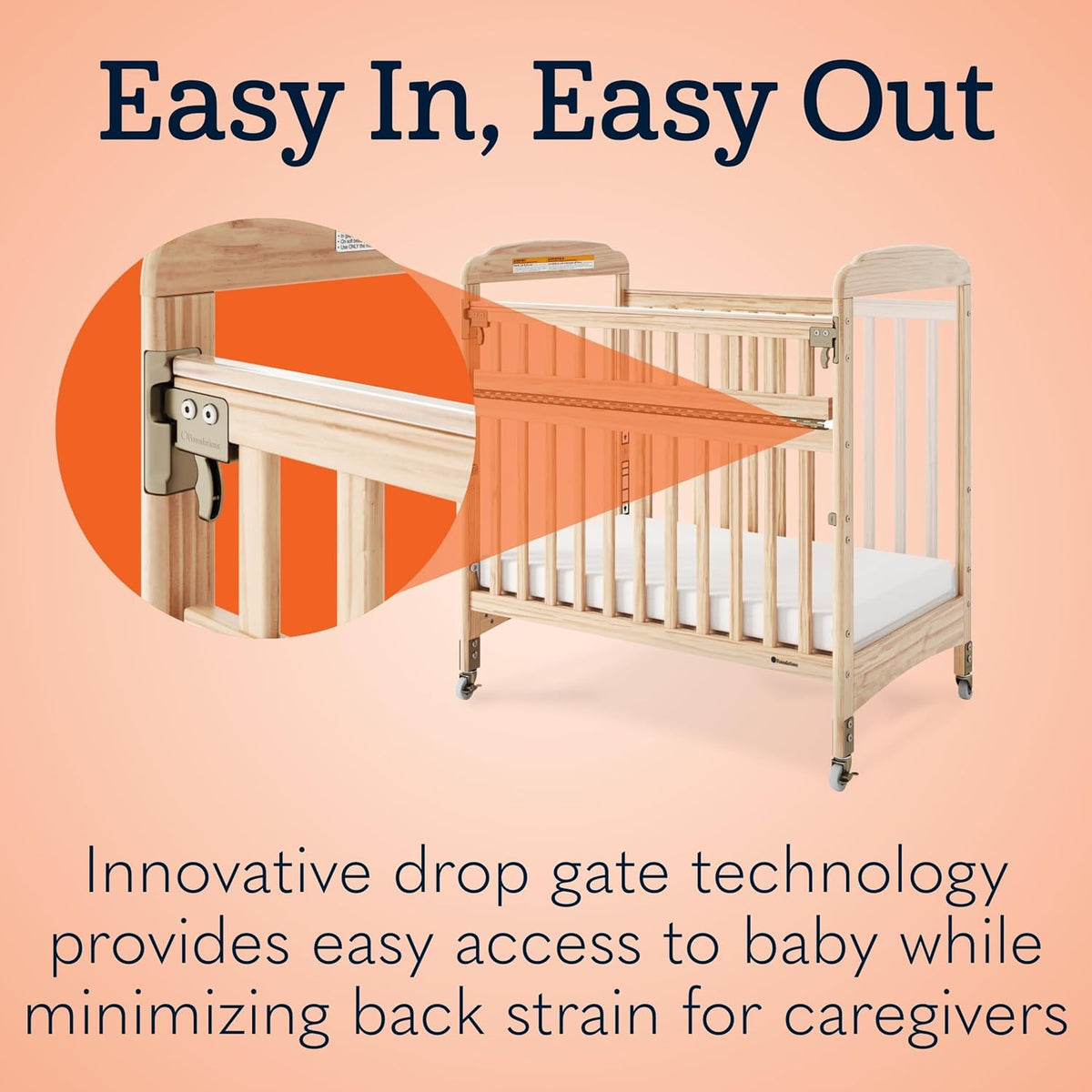 Foundations Serenity SafeReach Mirrorview Crib with Access Gate, Natural